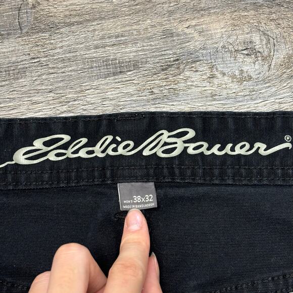 Eddie Bauer Stretch Canvas Black Mens 38x30 Classic Fit Utility Work Pants - Picture 4 of 15